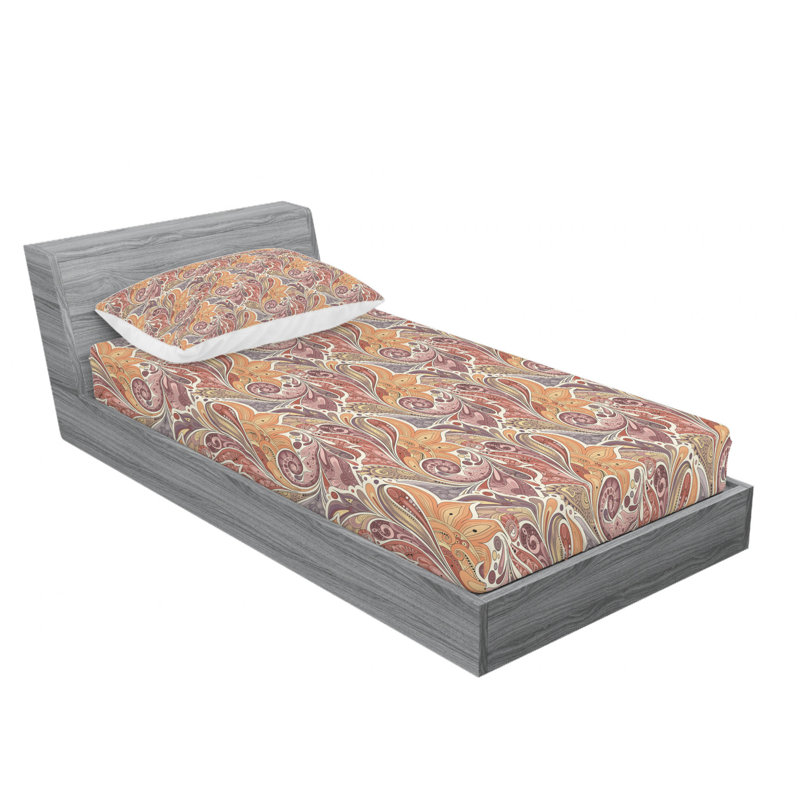 Ensemble de draps feuille persan, Ensemble de draps pour lit simple avec drap-housse