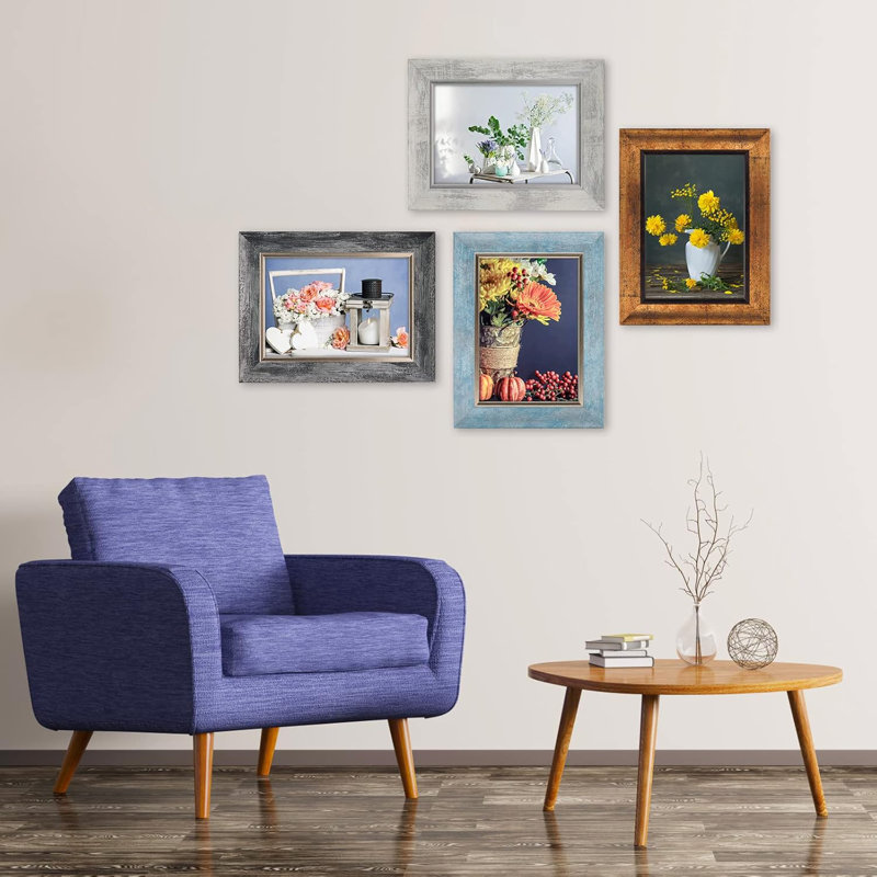 5X7 Picture Frames Set Of 4 Rustic Retro Photo Frame With Plexiglass Wall Mount And Tabletop Display Family Friends Wedding Gift