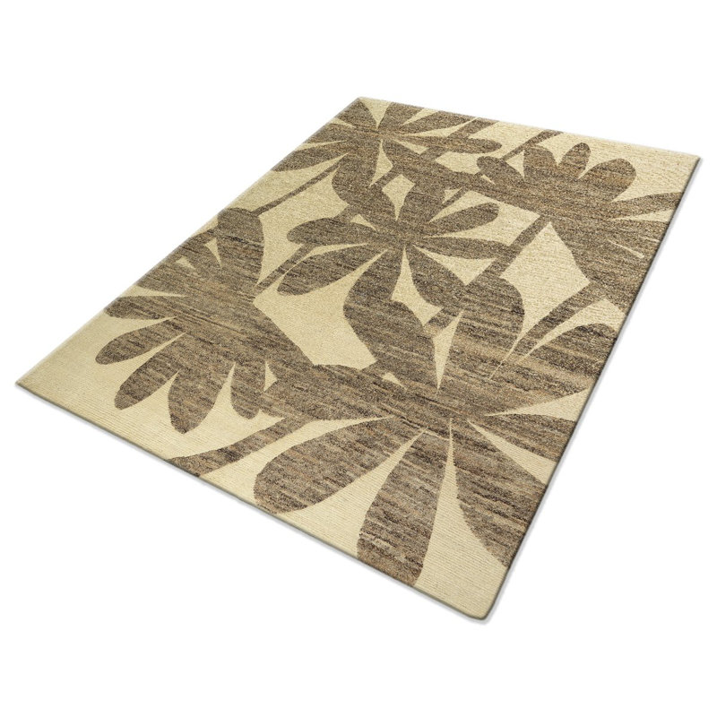 Paradise Hand Knotted Floral Area Rug in Beige/Taupe, Rectangle 3' x 5'