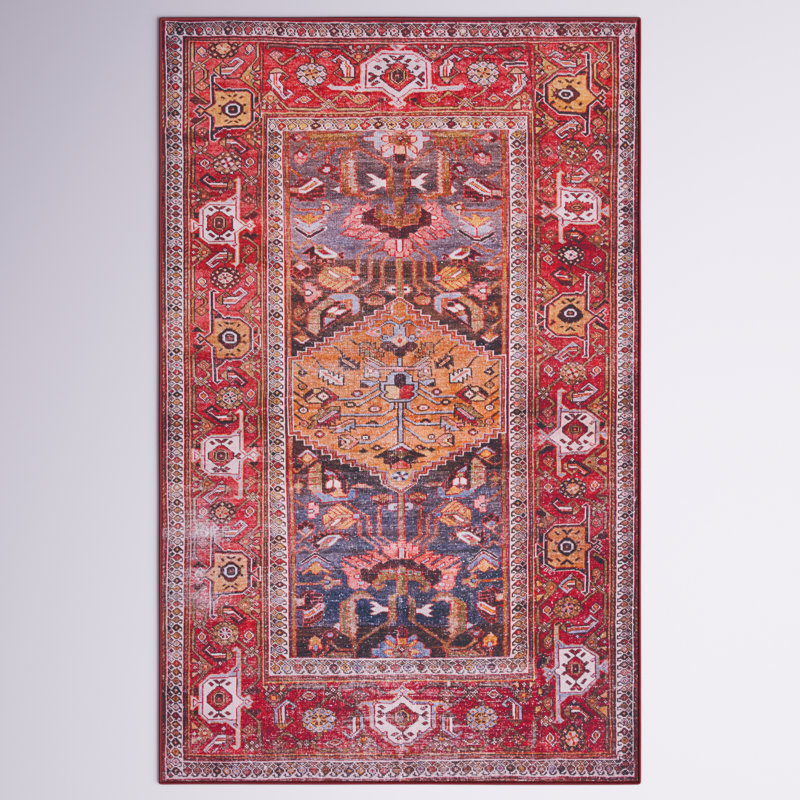 Tapis bleu marine / rouille Gullion Southwestern, Rectangle 9 pi x 12 pi