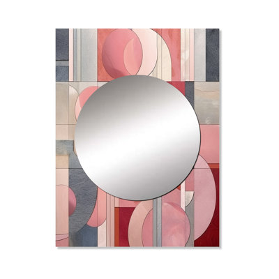 «Patiance Pink Transcendent Angles IV», miroir décoratif de formes abstraites, miroir mural moderne, impression d'art en métal