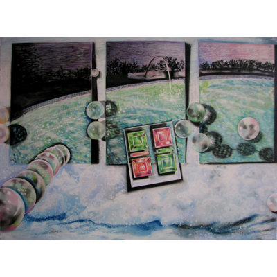Night Pool With Luster Painting by Nancy Staub Laughlin