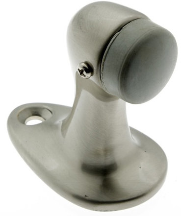 Solid Brass Gooseneck Large Floor Mount Stop, Satin Nickel