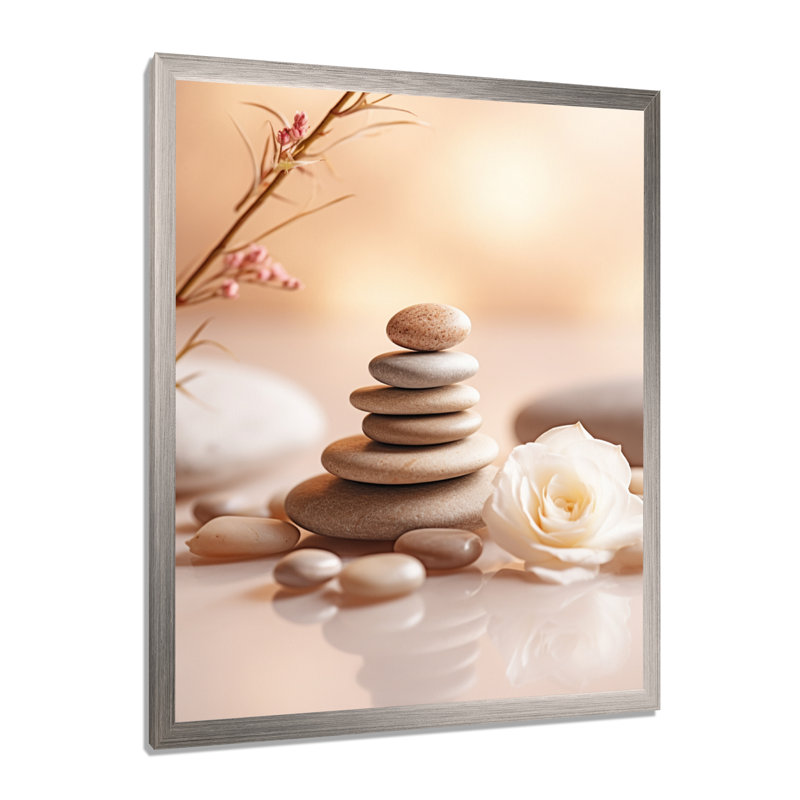 Spa Serenity Zen Stones délicat équilibre Cairn I - art mural en pierre spirituelle, H 32 po x l 24 po x P 1 po