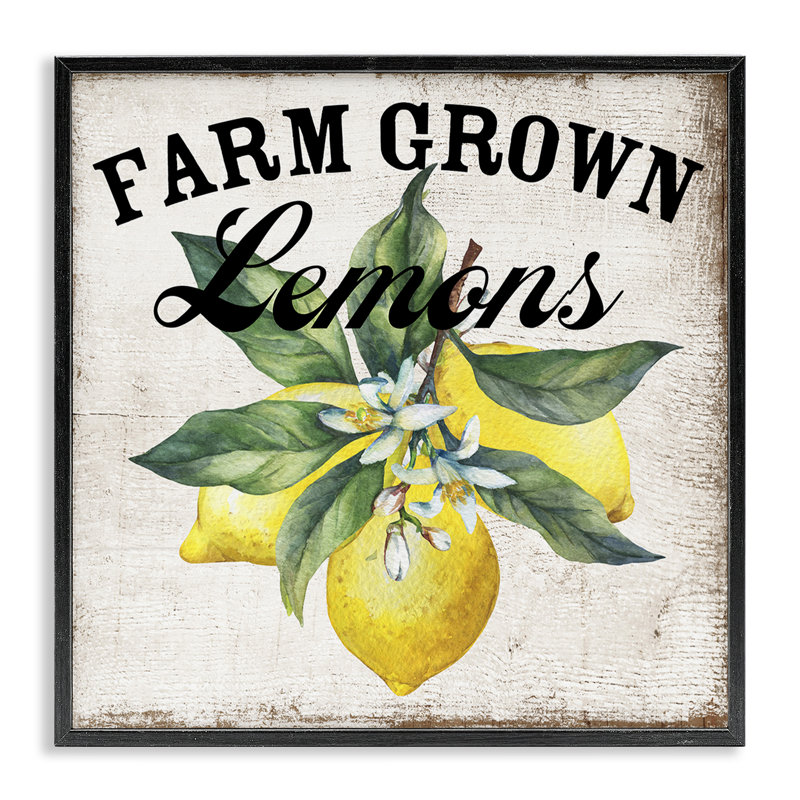 «Farm Farmed Lemons», estampe numérique par Creatif Belle, Giclée encadrée noir minuit, H 12 po x l 12 po