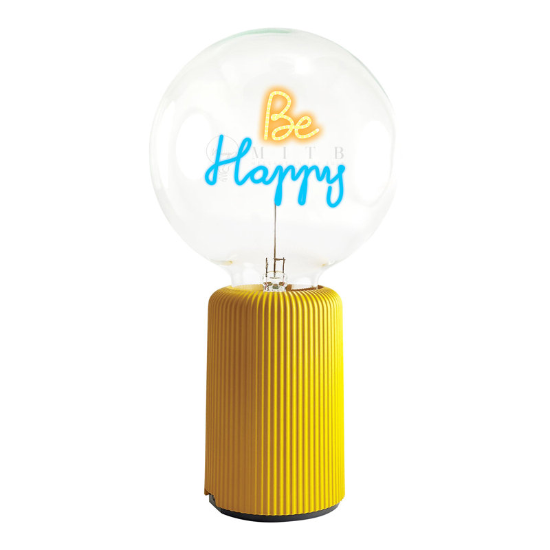 Ampoule BE HAPPY ambre / bleu avec lampe de table PORTABLE Pop Nomad, H 19 po x l 6,8 po x P 13 po, Jaune