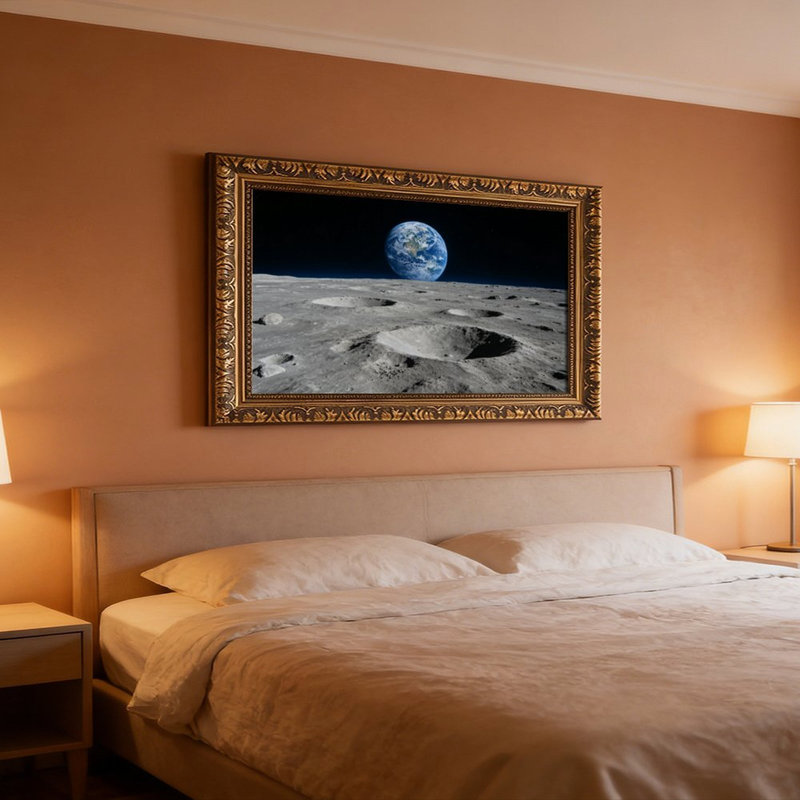 Cadre mural rétro Earthrise Over MoonOrnate, L 16 po x l 24 po