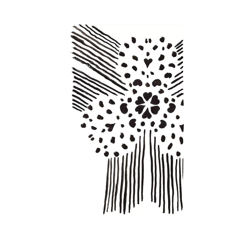 «Black and White Design II» par Patricia Pinto, reproduction d'art sur toile tendue, H 12 po x l 8 po x P 0,75 po