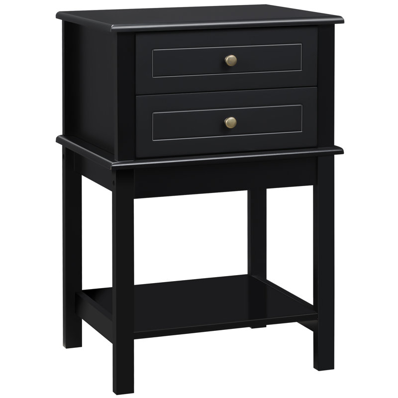 Table de bout à 4 tiroirs Aubriella, Noir, noir, noir, noir, 1, H 28,25 po x l 19 po x P 15,75 po