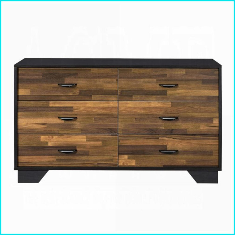 Commodes | 6 tiroirs noyer contemporain & amp; Commode noire | Placage de panneaux de particules