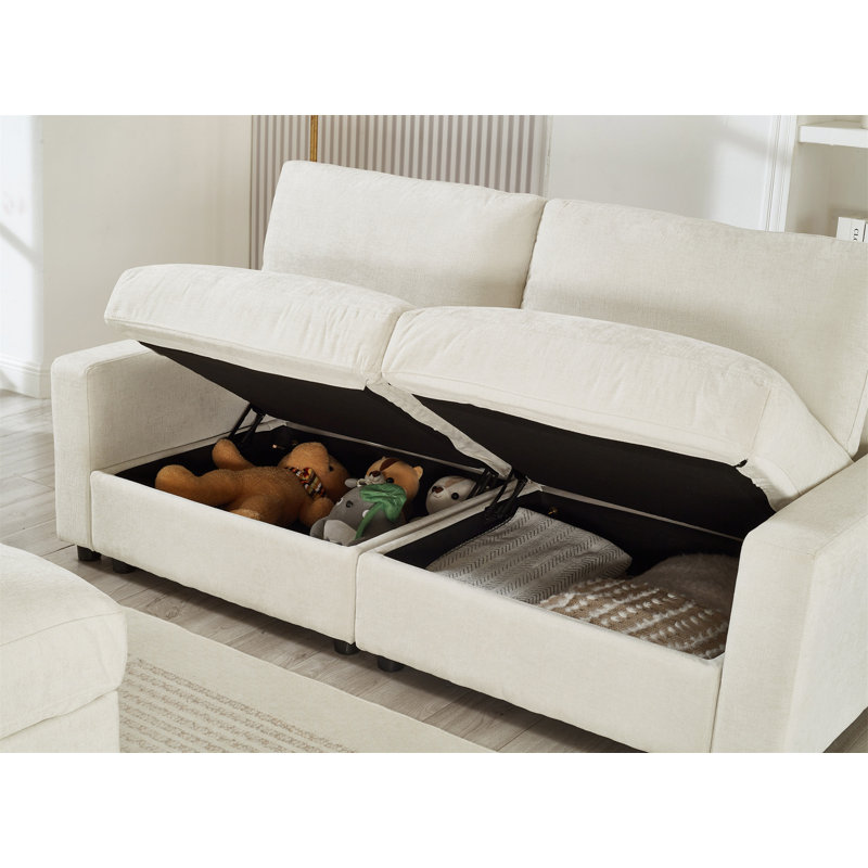 Canapé modulaire 72,05 po L, Beige Polyester, 30.31" H x 72.05" W x 61.42" D