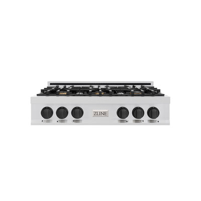 Édition autographe ZLINE Surface de cuisson au gaz Legacy avec 6 brûleurs et surface de cuisson en porcelaine en acier inoxydable