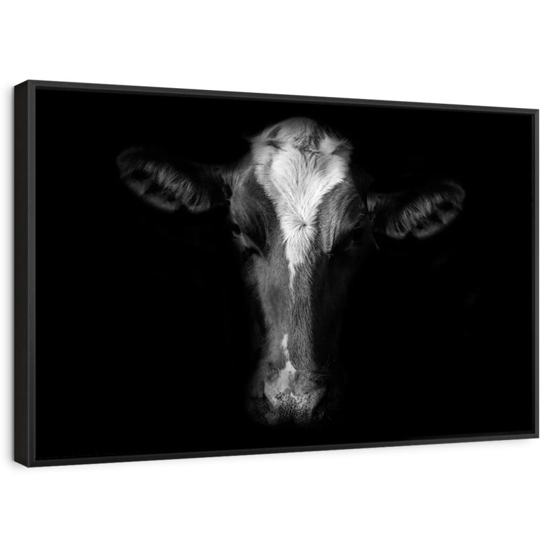 Animal «Visage de vache monochrome», H 13 po x l 9 po