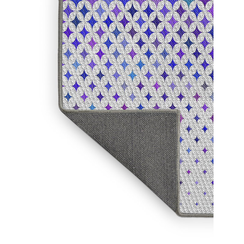 Tapis gris/zone mauve à motifs, Rectangle 5 pi x 7 pi