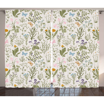 Herbs Semi-Sheer Rod Pocket Curtain Panels