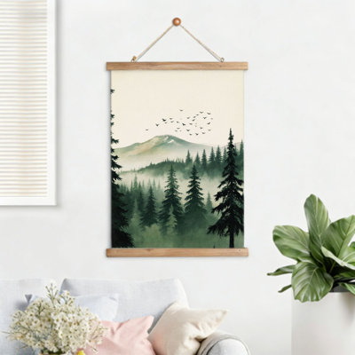 Cintre encastré en bois Misty Forest Mountain, 16 x 24
