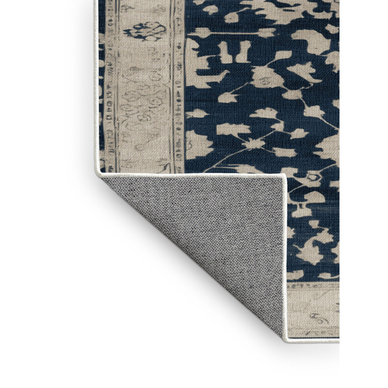 Tapis beige surteint lavable à la machine, Rond 3 pi