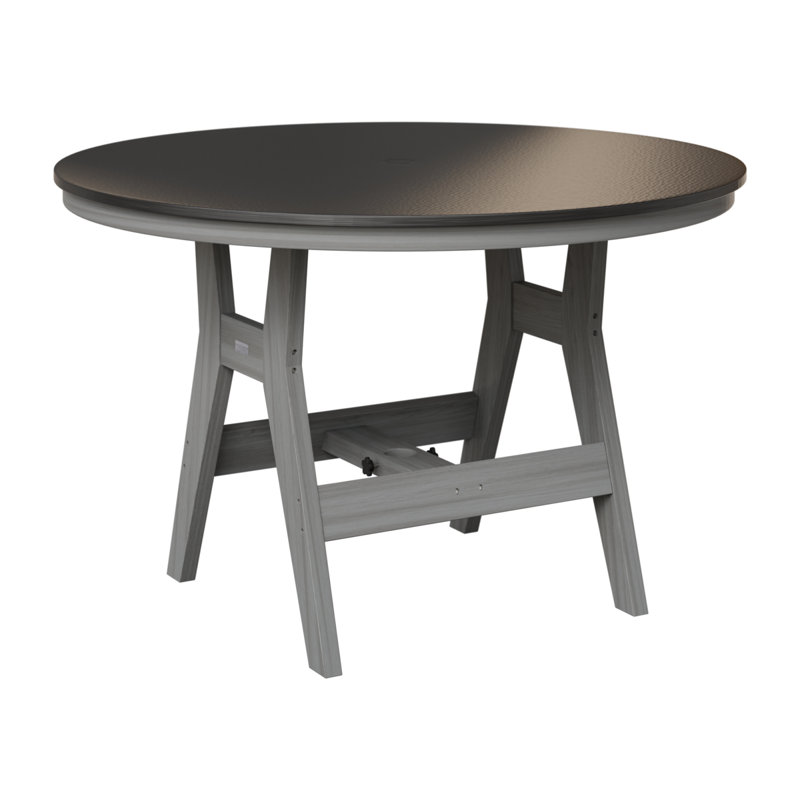 Table de bar ronde 48 po Berlin Gardens Harbor, Bois flottant gris, Noir martelé, H 38,87 po x l 48 po x P 48 po