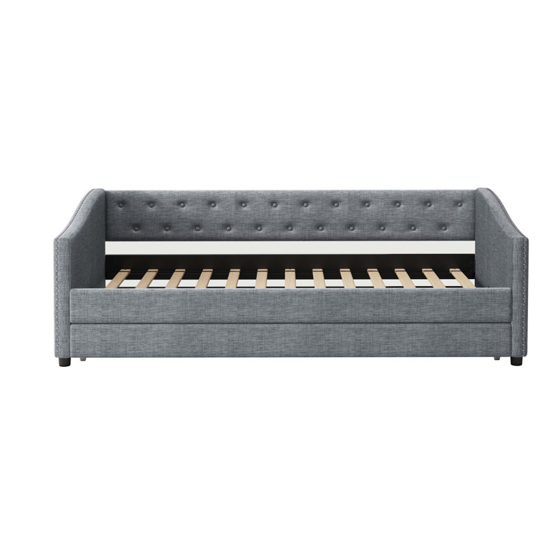 Luxurious Tufted Sofa Bed with Stylish Back Button and Wave Arms
