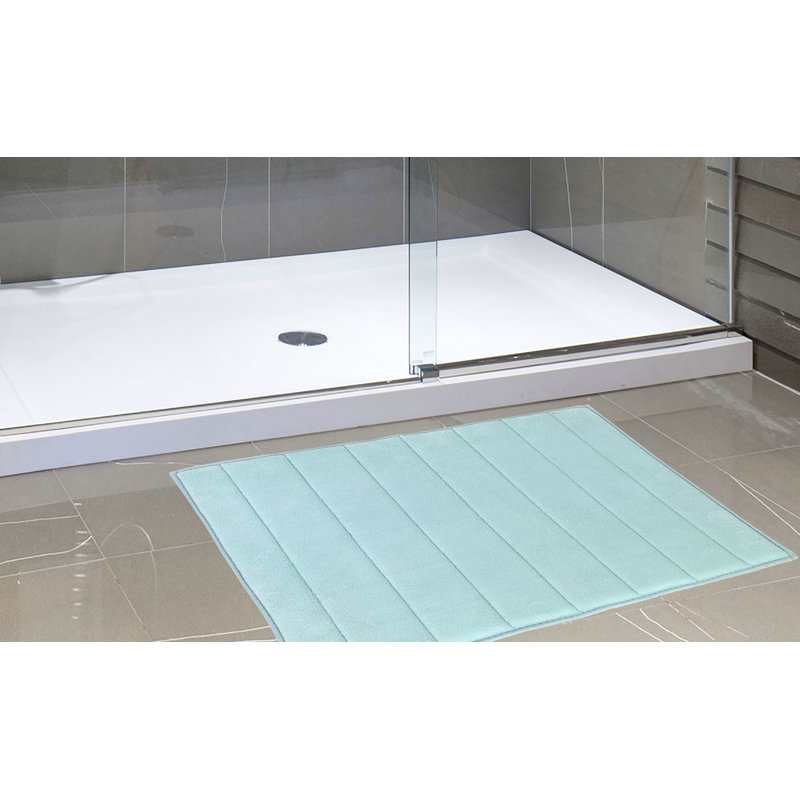Zoar Memory Foam Non-Slip Bath Rug, 16" W x 24" L, Black