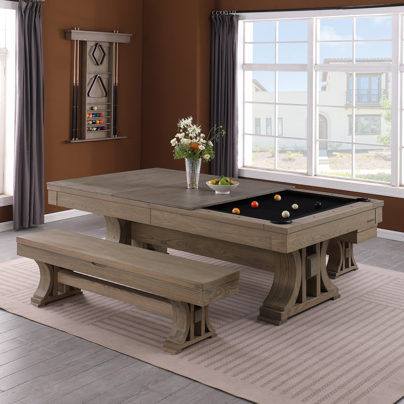 The Madero Storage Billiard Bench, Gray Brushed Ash