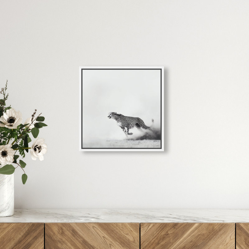 Cheetah Run Print by Oliver Gal, 13" H x 13" W, White Floater Frame
