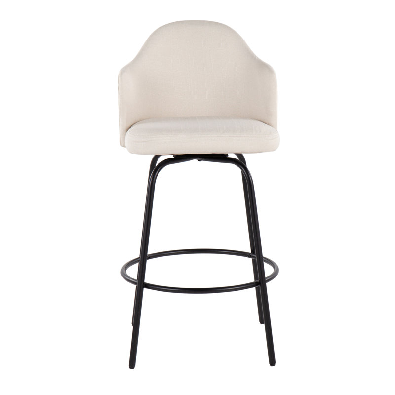 Lakyia Swivel Upholstered Counter Stool with Metal Frame, Black Velvet
