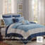 Ensemble de courtepointe 7 pièces très grand / très grand californien 7 pièces avec taies décoratives européennes et coussins décoratifs, bleu marine-128367596