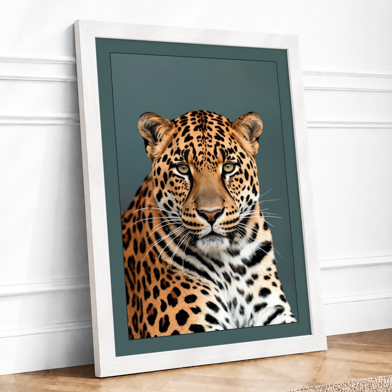 Leopard Portrait Modern - Framed Print, A1 - 84.1 x 59.4 cm, White