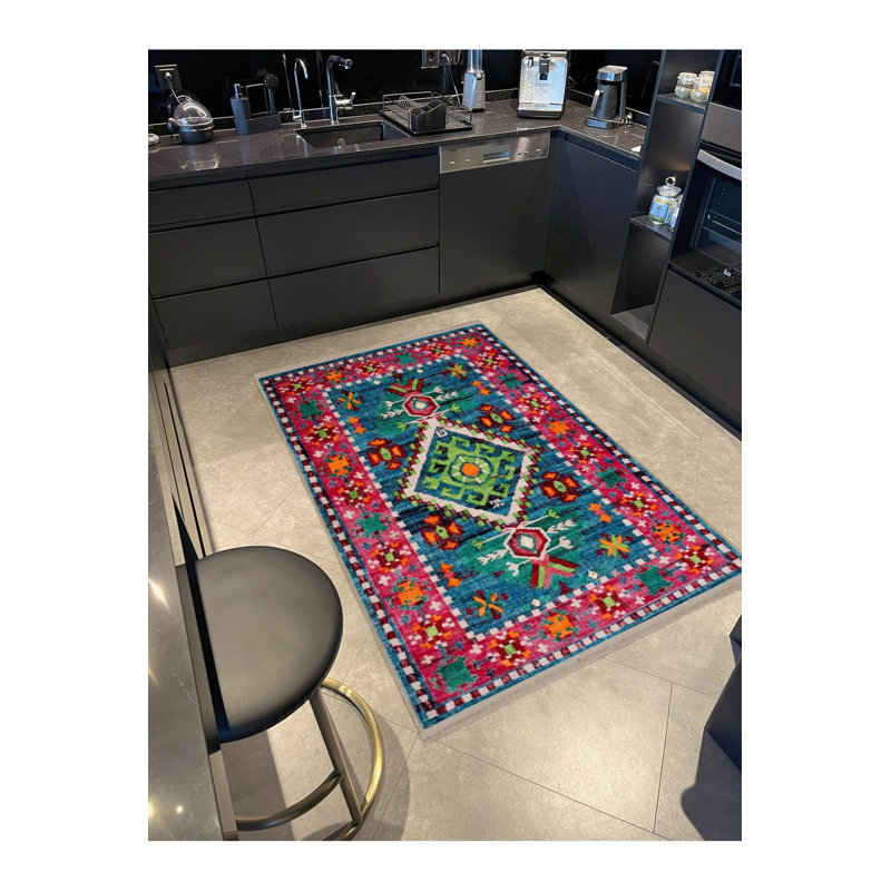 Tapis rose lavable à la machine, Sous-tapis carré 3 pi 3 po inclus