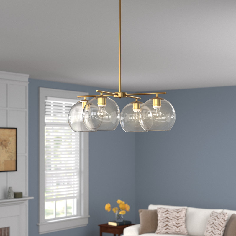 Lustre sphérique spoutnik à 4 lumières Vivan, Laiton
