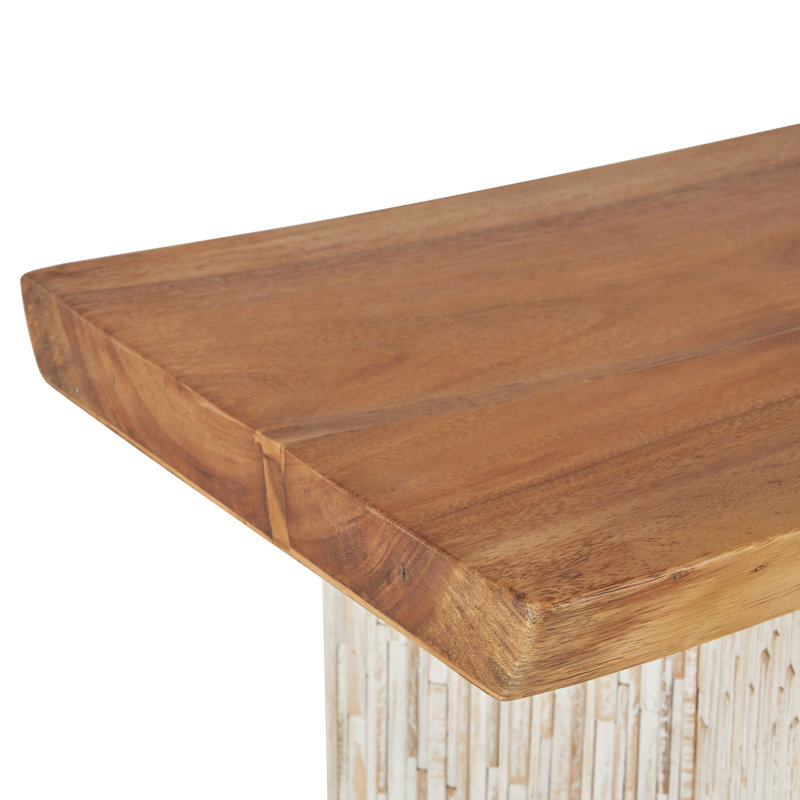 Console de salon en bois de teck brun Cole et Grey avec pieds en lattes Envi