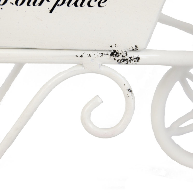 Jardinière en forme de brouette, en fer vieilli blanc antique, 29 x 10 x 18 cm, petites fleurs artificielles, décoration florale fraîche pour comptoir.