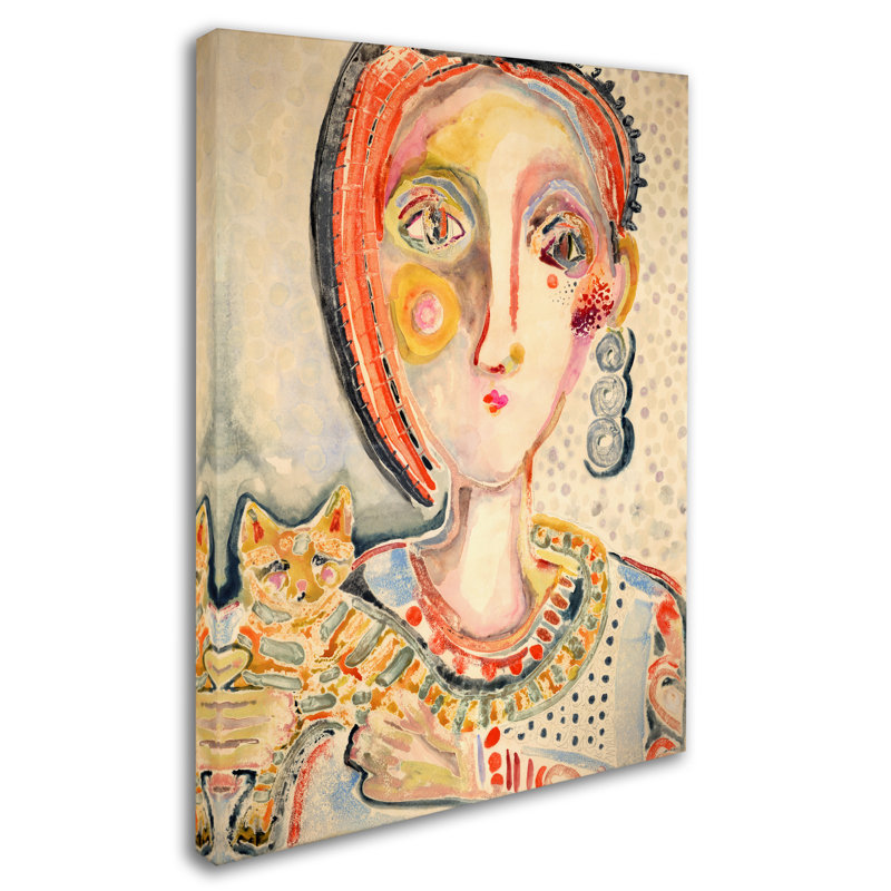 Art mural sur toile tendue - Wyanne «Tiger Cat» pour décoration de salon, de chambre à coucher ou de bureau - 35 x 47