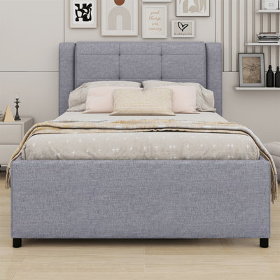 Lit plateforme tapissier avec lit gigogne