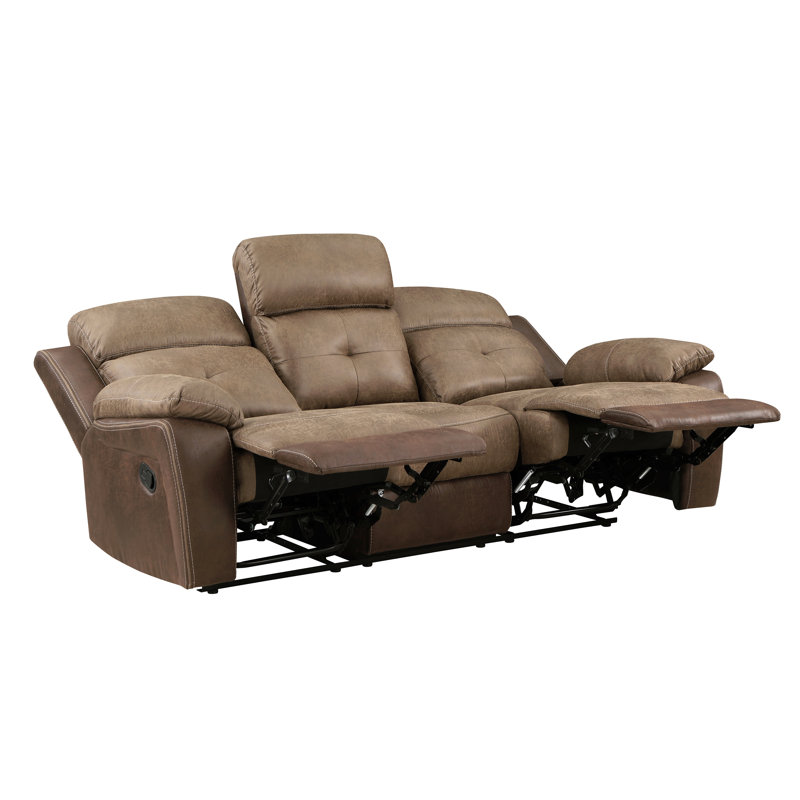 Canapé inclinable double moelleux en microfibre brun