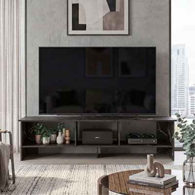 Meuble télé moderne pour meuble télé 60 po avec tablettes de rangement ouvertes pour le salon et console multimédia