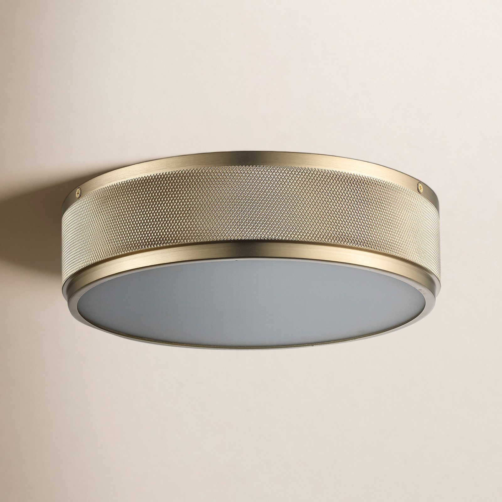Amos LED Flush Mount, Antique Gold, 2.8" H x 11" W x 11" D