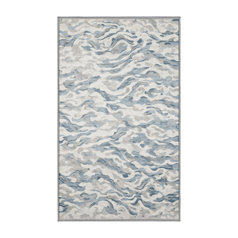 Machine Washable Gray Area Rug, Rectangle 8' x 10'