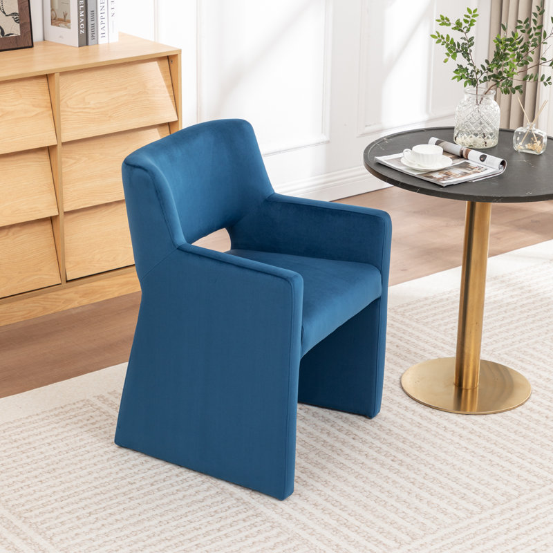 Chaise rembourrée en velours Hambrook, Marine