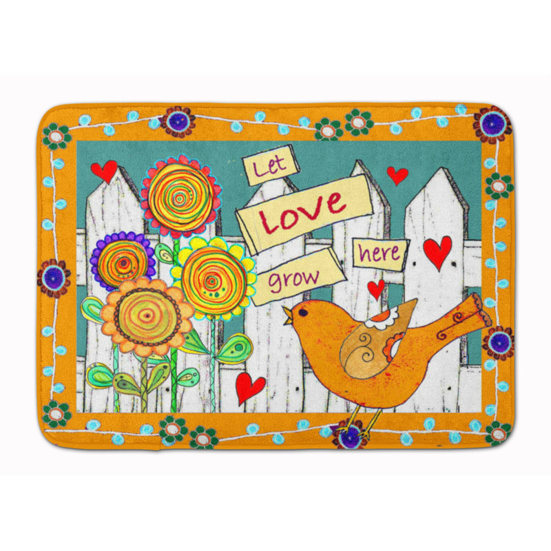 Tapis pour salle de bain en mousse mémoire let love grow here