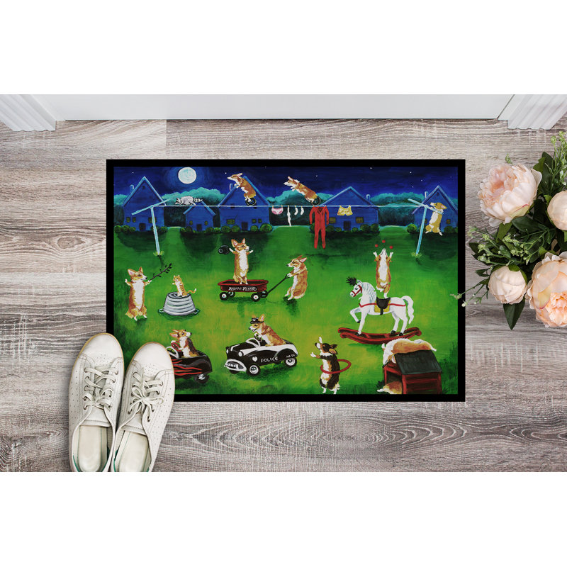 Tapis d'extérieur Corgi Backyard Circus, 1 pi 6 po x 2 pi 3 po