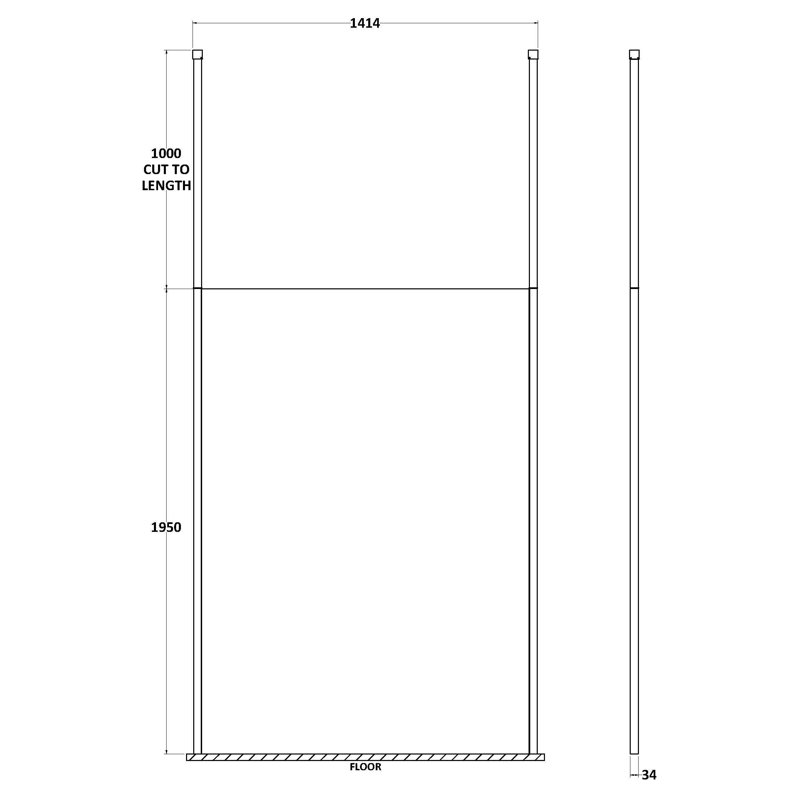 nuie 1400mm Chrome Wetroom Screen
