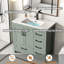 Meuble-lavabo simple 36 po avec comptoir d'évier, robinet de salle de bain et drain escamotable Sharee, surface peinte à la main, certifié EPA