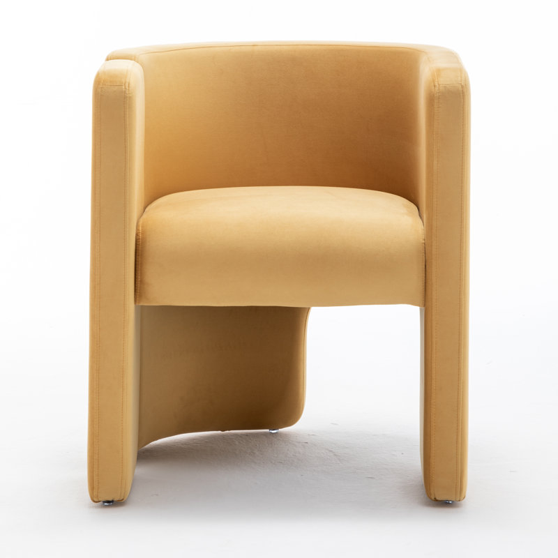 Jaimyn 24" Wide Upholstered Barrel Accent Chair, Yellow Velvet