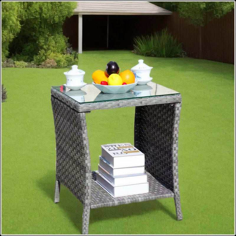 Table basse d'extérieur en verre trempé transparent, durable et élégante pour un usage extérieur