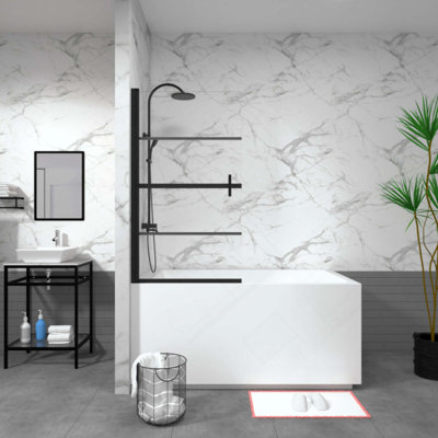 Porte de douche pivotante à 180 ° durable, verre trempé et quincaillerie robuste pour salles de bain modernes
