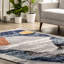 Tapis abstrait bleu / gris / orange Gulizar-501414936