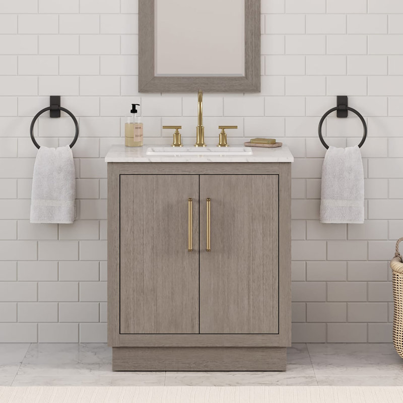 Hugo 30'' W Single Vanity, Satin Gold