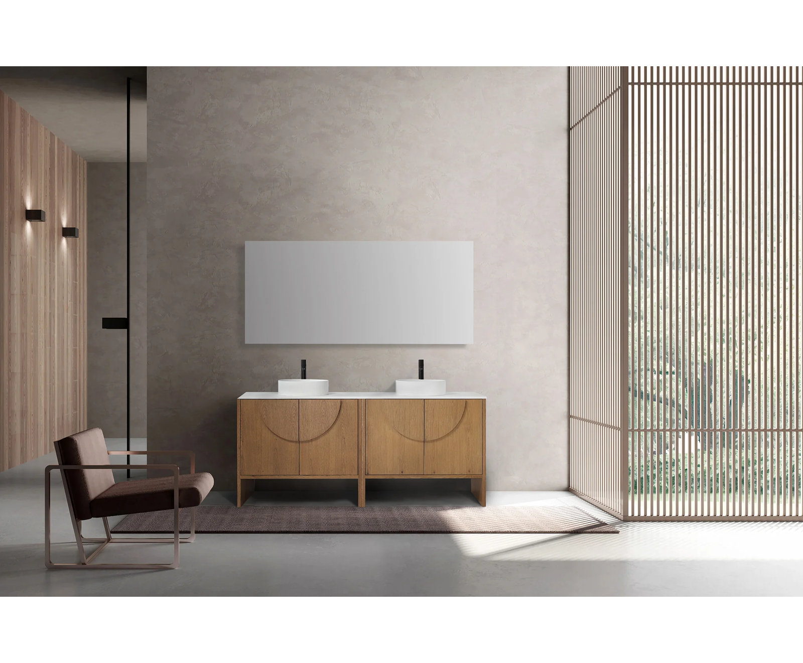 Arno 72" Cedar Double Bathroom Vanity, Pecan Oak